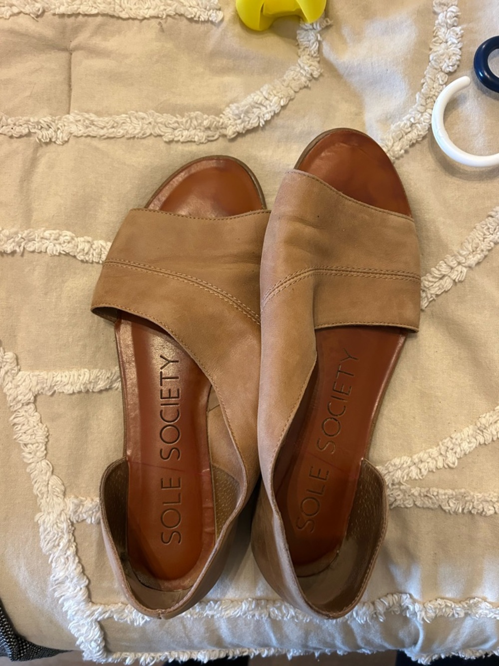 Sole Society Tan Suede Open-Toe Slide Sandals - Picture 7 of 7
